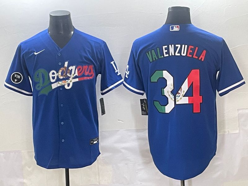 Men 2025 Los Angeles Dodgers #34 Valenzuela Blue Nike MLB Jersey style 7157->los angeles dodgers->MLB Jersey
